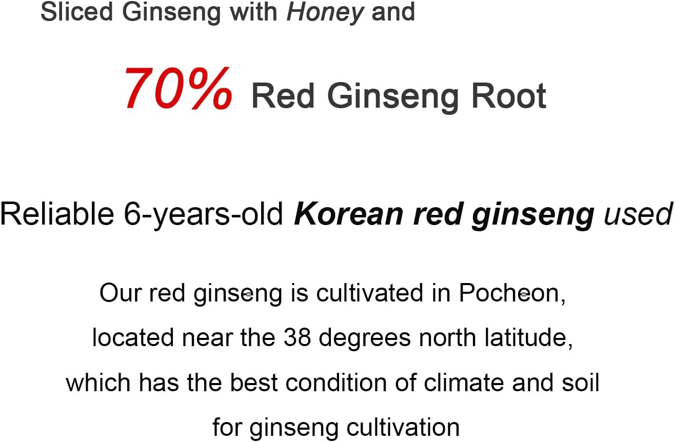 Pocheon 200g(20g x 10) 6Years Sliced Korean Panax Red Ginseng Root with Honey, Natural Immune Support