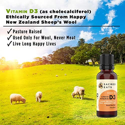 Organic Liquid Vitamin D Drops for Kids & Adults, Sugar Free. Easy to Use 1, 000 IU/Drop in Coconut MCT Oil. Lasts Months