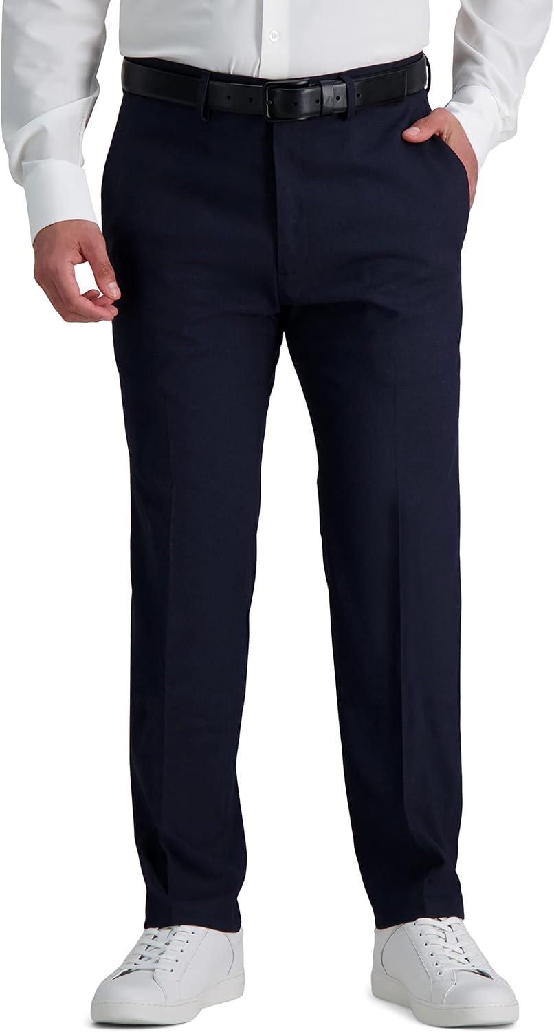 Kenneth Cole Reaction Men's Comfort Slim Fit Flat Front Dress Pant, Dark Navy, 38W x 30L