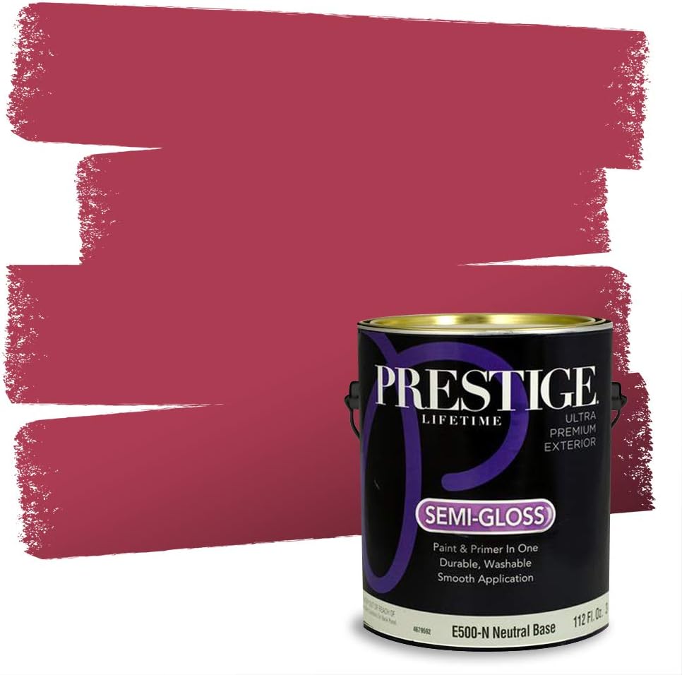 PRESTIGE Paints Exterior Paint and Primer In One, 1-Gallon, Satin, Comparable Match of Sherwin Williams* Real Red*