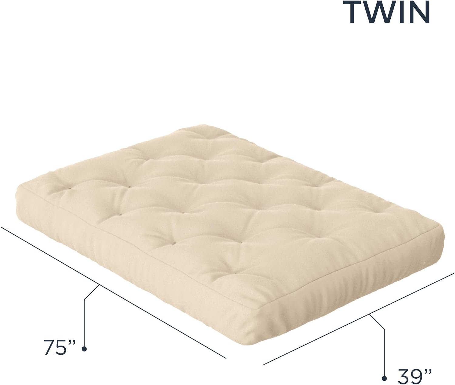 Royal Sleep Products by The Futon Factory 8 inch Memory Foam Futon Mattress - Khaki Cover - Queen Size - CertiPUR Certified Foams - Made in The USA (Frame Not Included)