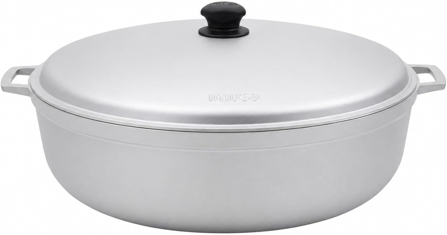 IMUSA USA 11.6Qt Jumbo Traditional Colombian Caldero, 11.6 Quart, Silver | Nonstick Finish, Glass Lid with Easy-Grip Handles, Ideal for Rice and Stews, Great for Family Meals