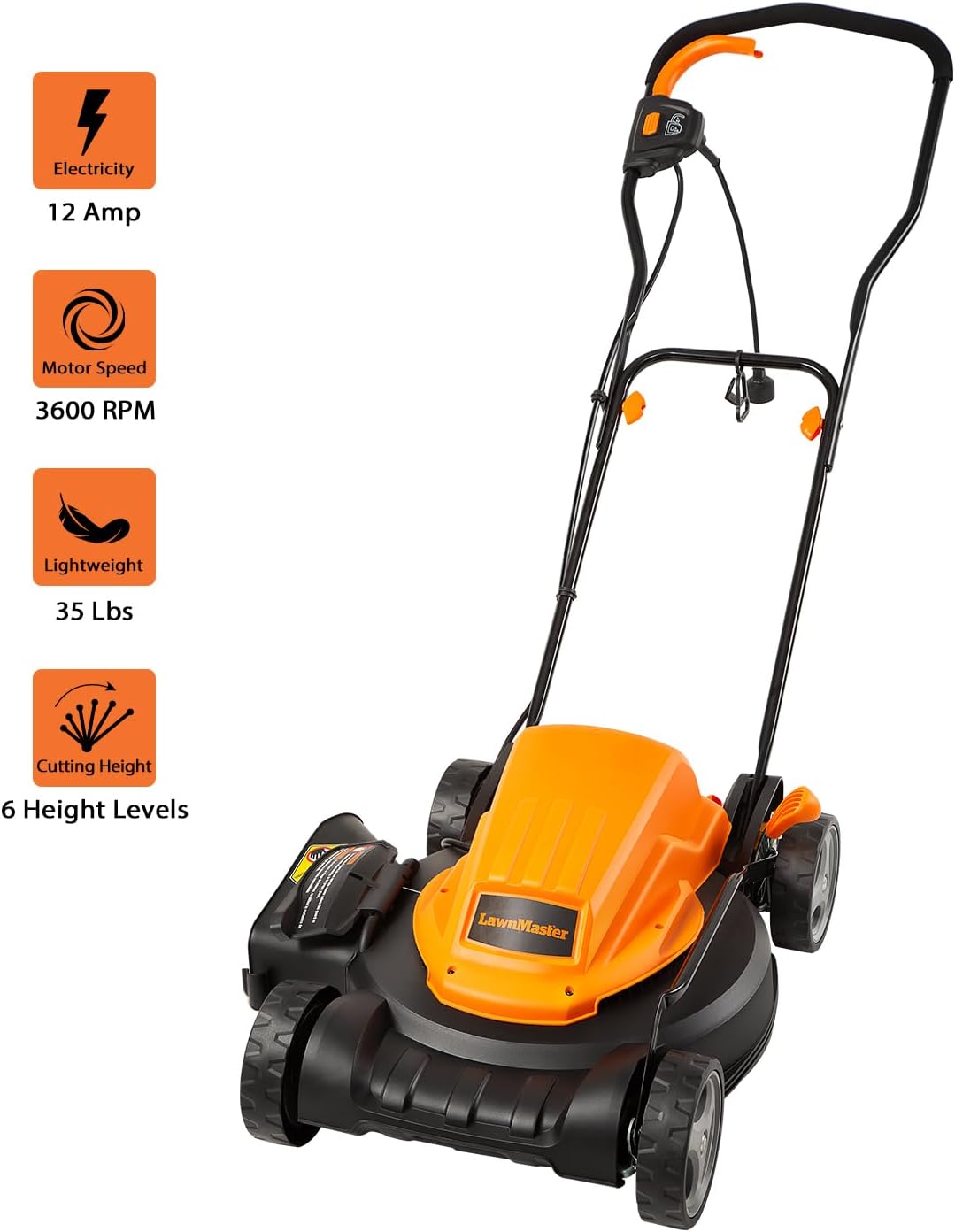 LawnMaster MEB1216K Electric Lawn Mower 16-Inch 12AMP