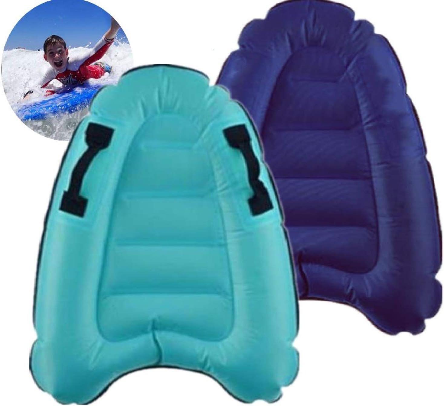 Inflatable Boogy Boards for Beach Travel Toys, 30” Cavas Slip Slide Water Park Body Surfing Board with Handles