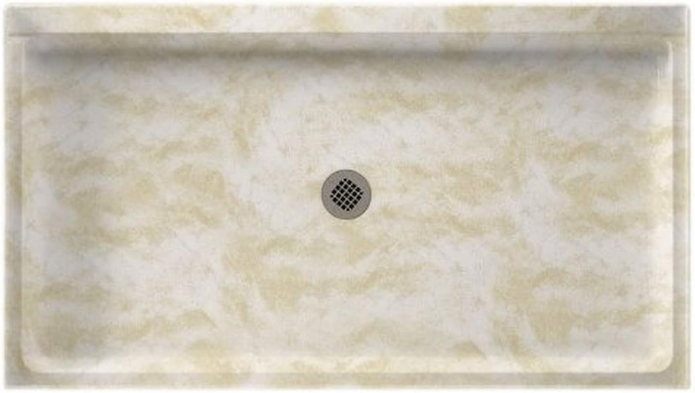 Swan SF03454MD.011 54-in L x 34-in W x 5.5-in H Solid Surface Shower Base, Tahiti White