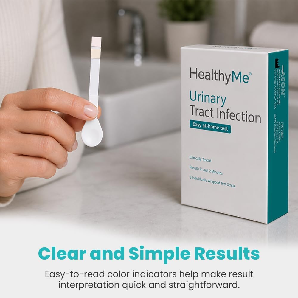 HealthyMe Urinary Tract Infection (UTI) Test Strips | 3 Individually Pouched, Self-Testing Strips, Accurate, Easy to Read, Results in 2 Minutes