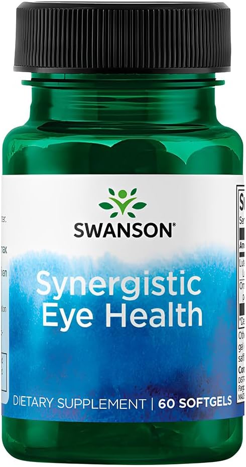 Swanson Synergistic Eye Health, Lutein 20 mg Zeaxanthin 2 mg, 60 Softgels | Synergistic Eye Health with Lutein 20 mg and OmniXan Zeaxanthin 2 mg to Protect the Retina and Macula from Blue Light