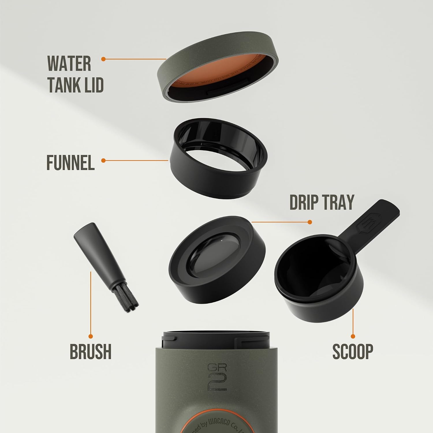 Wacaco Minipresso GR, Portable Espresso Machine, Compatible Ground Coffee, Hand Coffee Maker, Travel Gadgets, Manually Operated, Perfect for Camping, Hiking