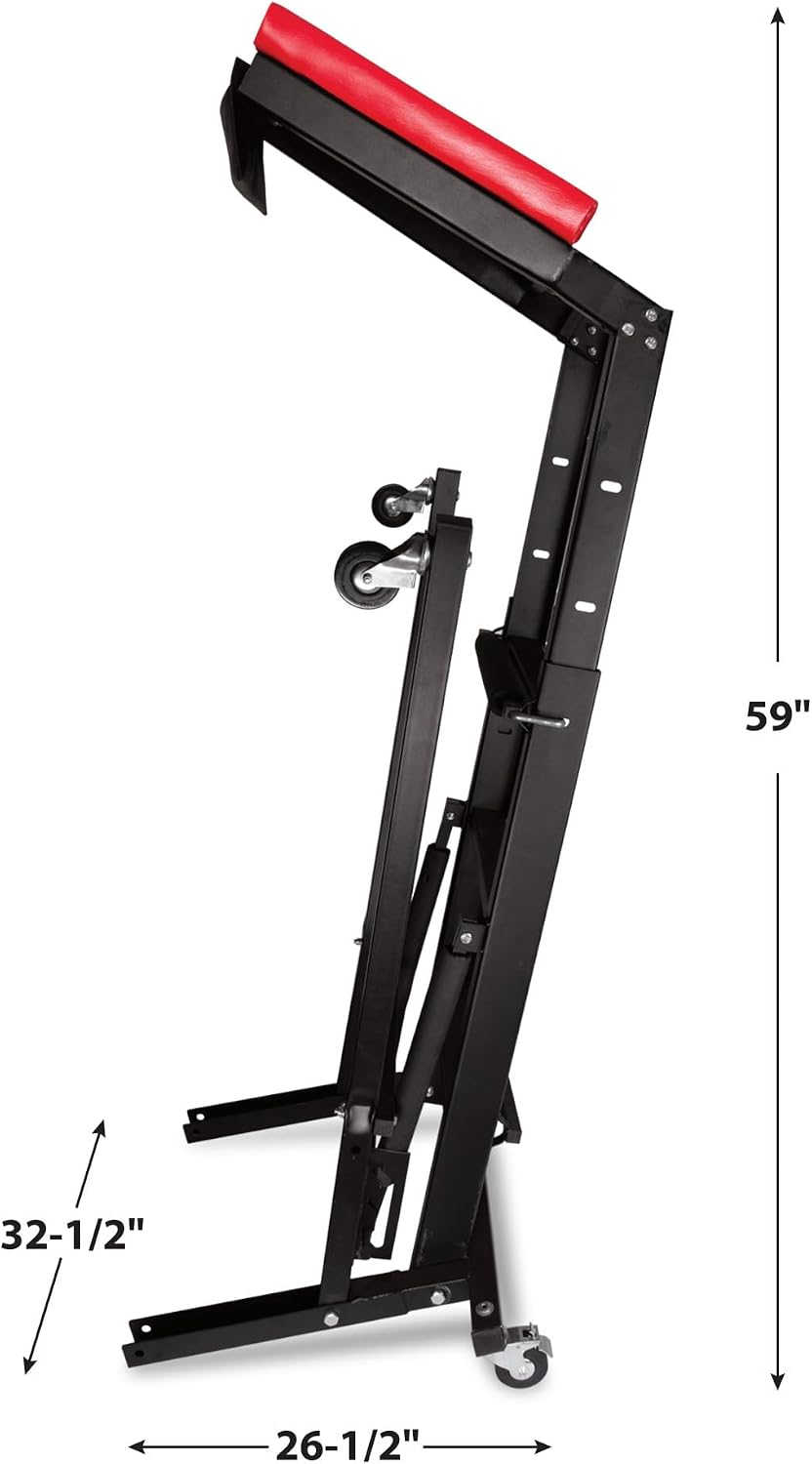 Performance Tool W85014 38 in. Low-Profile Automotive Mechanics Creeper | Oversized x-frame low profile creeper with 2-inch extra cushion padding. 5-inch jumbo swivel casters. 300 lb. capacity