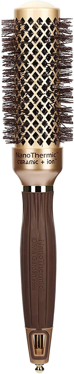 Olivia Garden NanoThermic Ceramic + Ion Round Thermal Hair Brush - Not Electrical - Professional Blowout Brush for Normal to Thick Hair