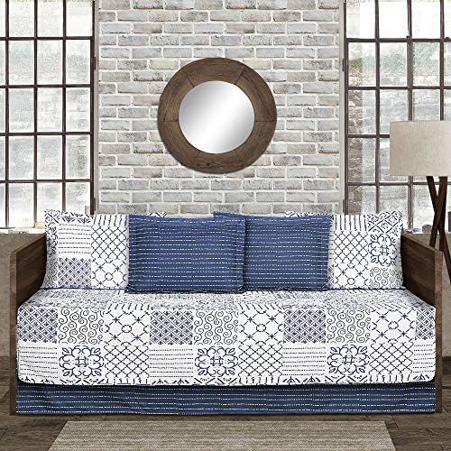 Lush Decor Monique 3 Piece Reversible Print Pattern Blue Quilt Set - Full Queen