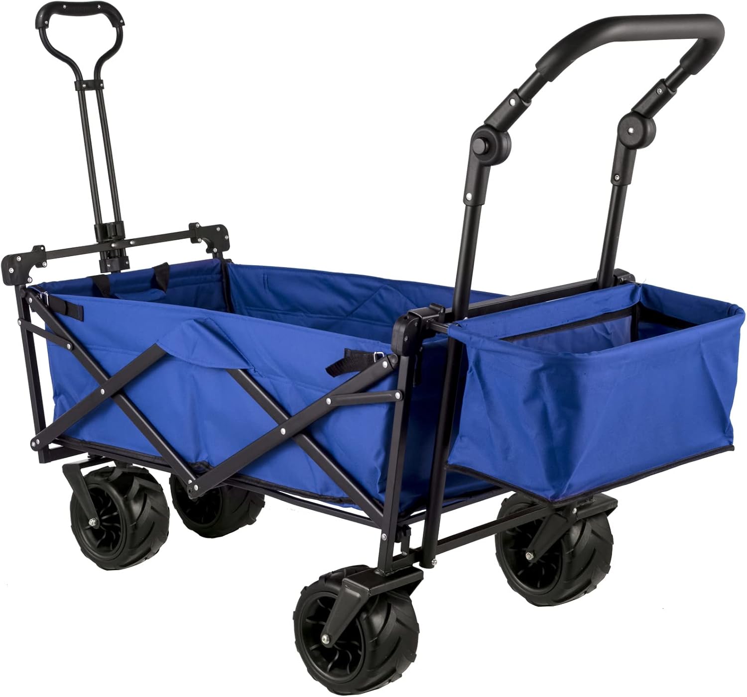 Happbuy Collapsible Wagon with Removable Canopy, 220lbs Heavy Duty Foldable Beach Wagon with Big Wheels