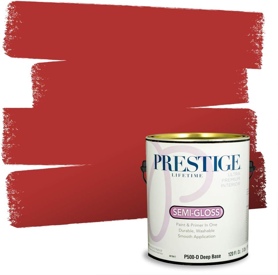 PRESTIGE Paints Exterior Paint and Primer In One, 1-Gallon, Satin, Comparable Match of Sherwin Williams* Real Red*
