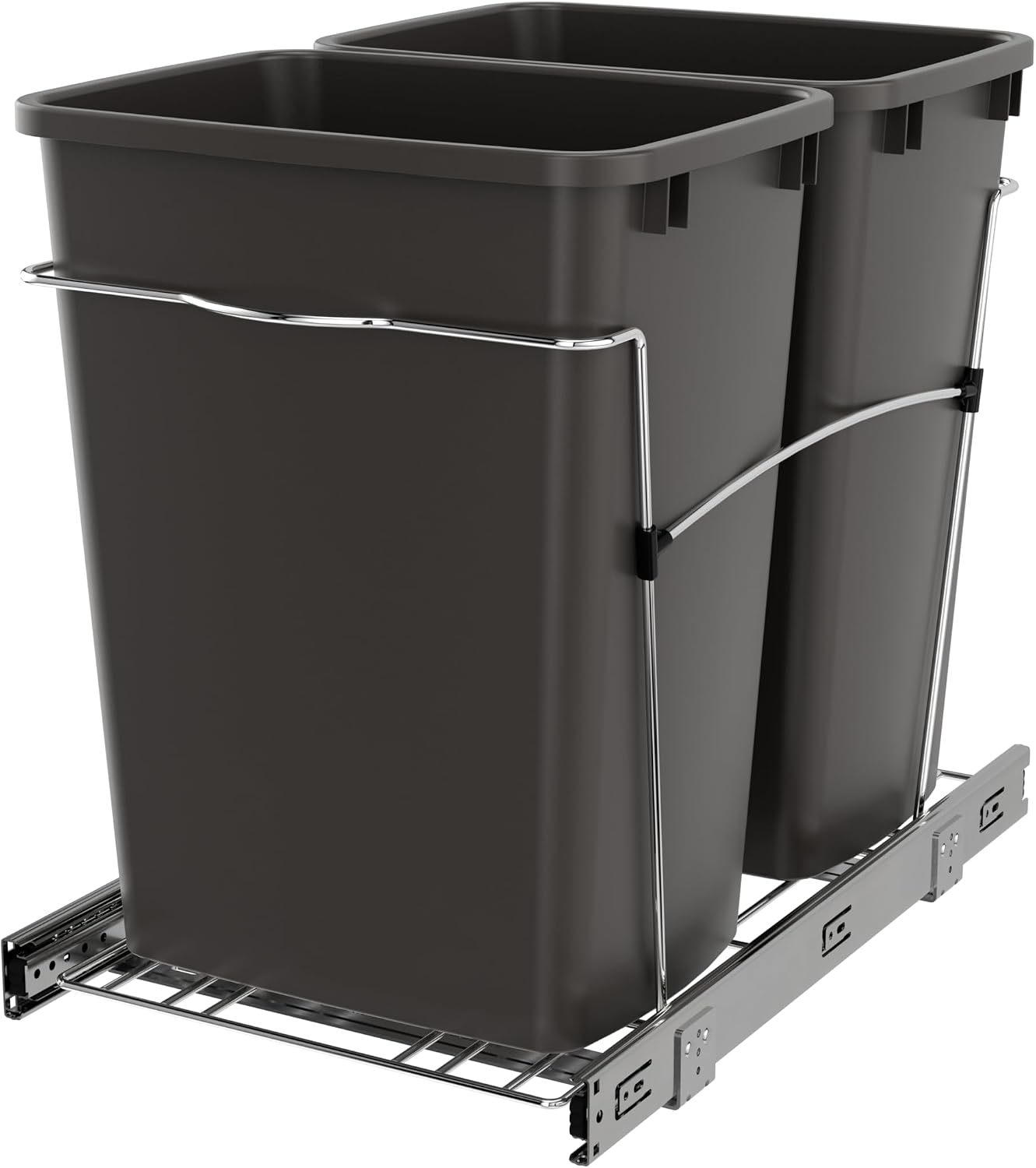 Rev-A-Shelf Double Pullout Garbage Trash Cans for Kitchen Cabinets, 35 Qt
