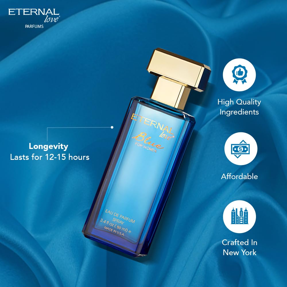 Eternal Love for Women - Long Lasting Eau de Parfum Spray - Premium Floral Fragrance with Peach & Sandalwood - Soft Feminine Scent - 3.4oz