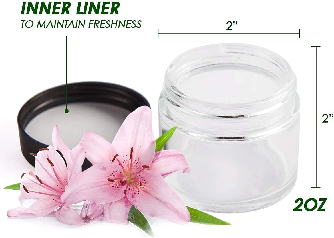 2 oz Glass Jars with Lids, Hoa Kinh 24 Pack Clear Small Cosmetic Glass Jars