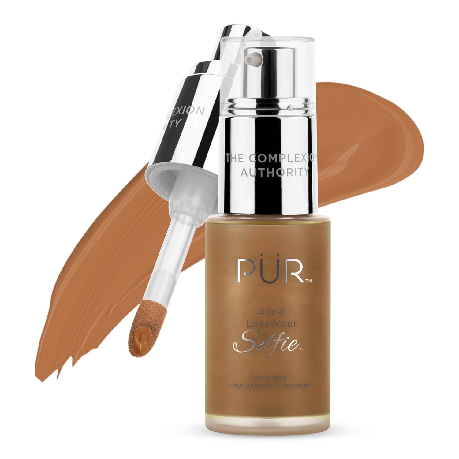 PÜR MINERALS 4-in-1 Love Your Selfie Foundation & Concealer - Longwear Medium-to-Full Coverage Liquid Makeup Foundation with Hydrating Blend for Refined-Looking, Natural Beauty Glow & Skin Texture