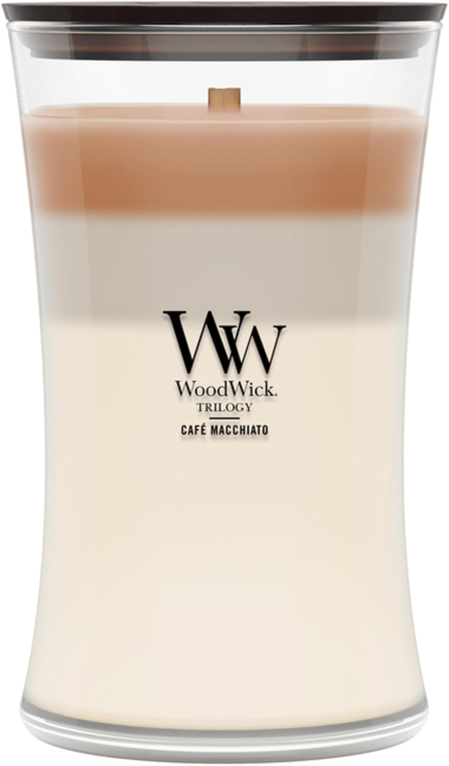 WoodWick Café Sweets Trilogy Holiday Candle Gifts for Women and Men, 9.7 oz Medium Hourglass Trilogy Candle with Crackling Wick