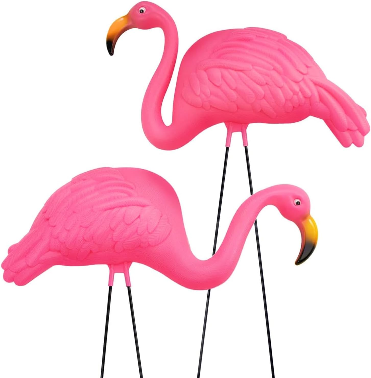 Pink Flamingos Yard Decorations - 2 Pack Extra Large 24" Tall Plastic Flamingo Statue w/Metal Stakes - Lawn Ornaments & Garden Decor for Outdoor