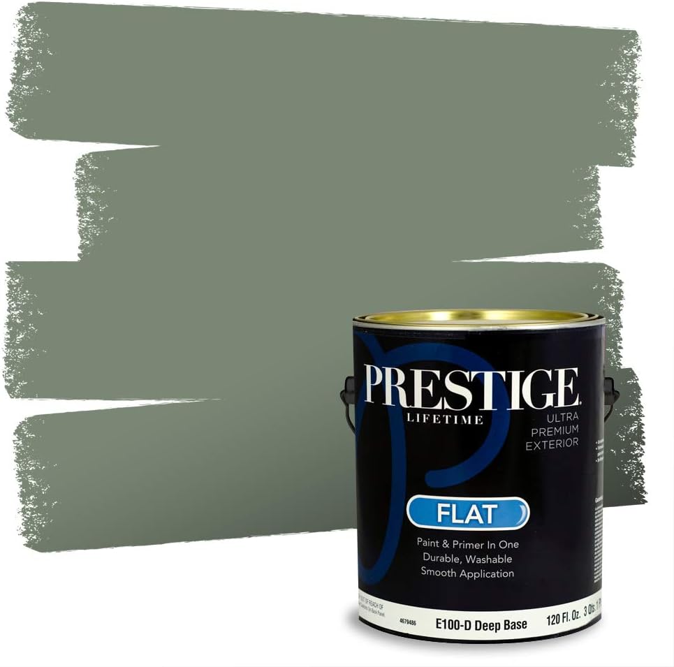 PRESTIGE Paints Exterior Paint and Primer In One, 1-Gallon, Flat, Comparable Match of Sherwin Williams* Coastal Plain*