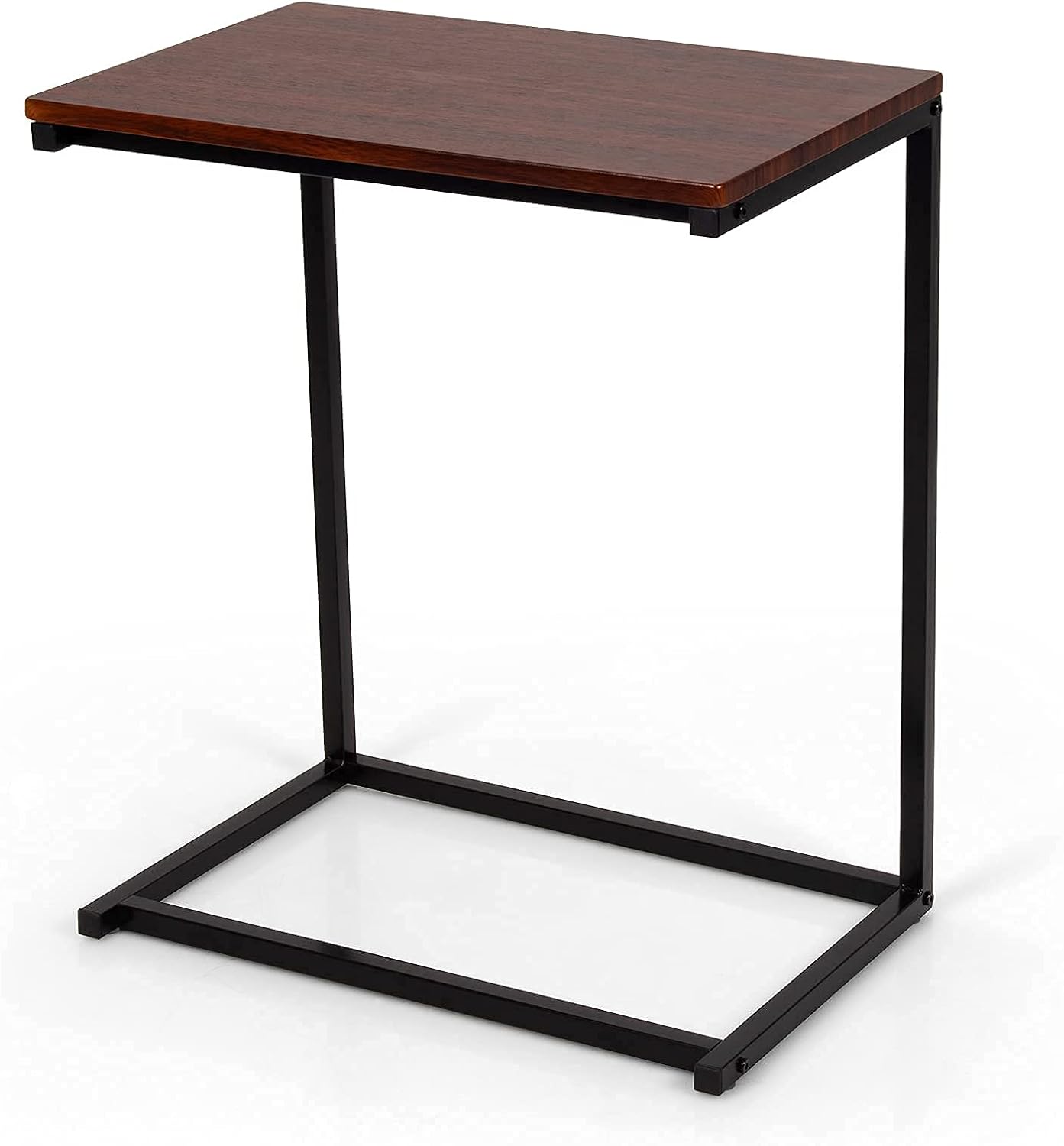 Tangkula C Shaped End Table, Couch Sofa Side TV Tray for Coffee Snack Laptop, Vintage Bedside Table for Living Room, Bedroom