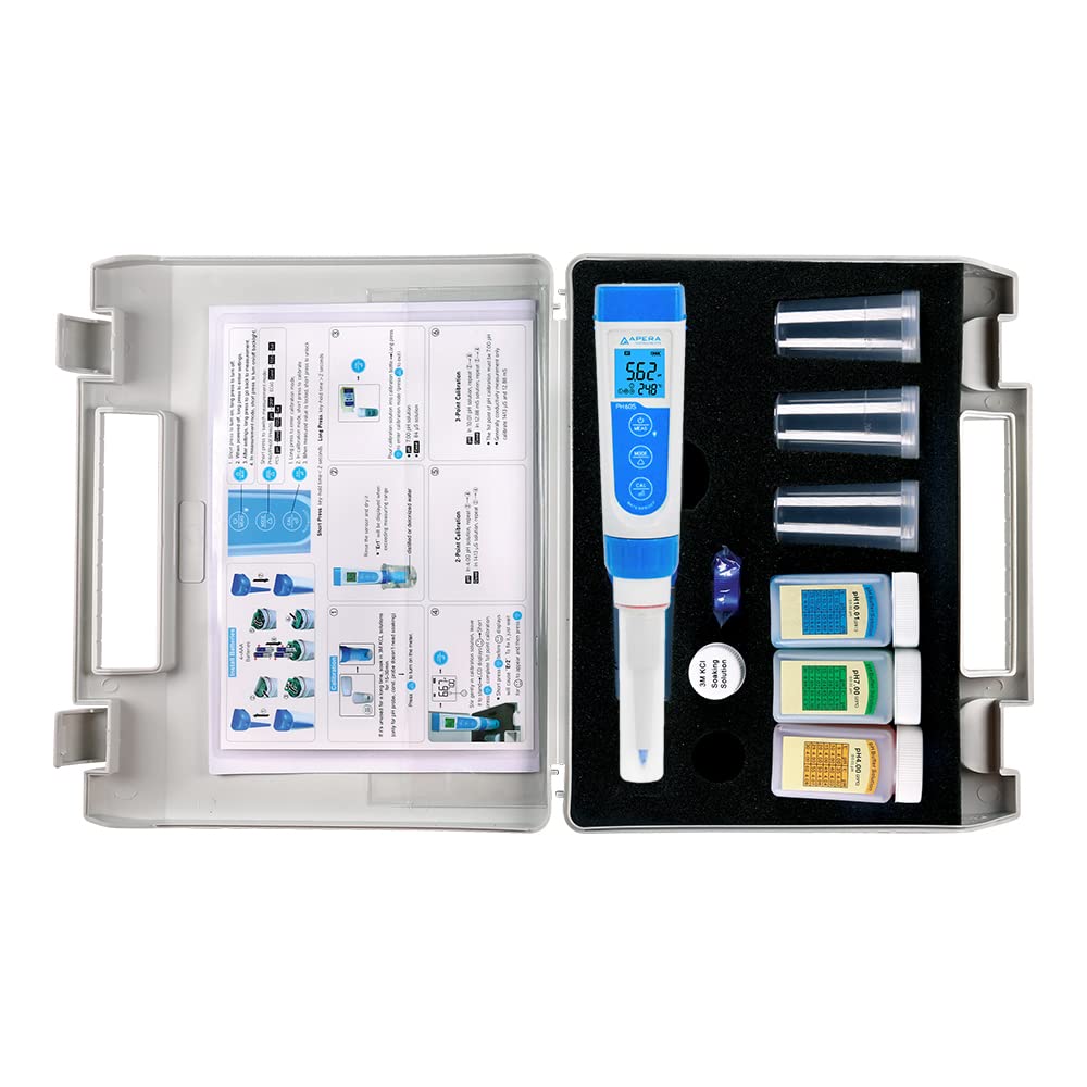 Apera Instruments AI311 Premium Series PH60 Waterproof pH Pocket Tester Kit, Replaceable Probe, ±0.01 pH Accuracy, Lcd display
