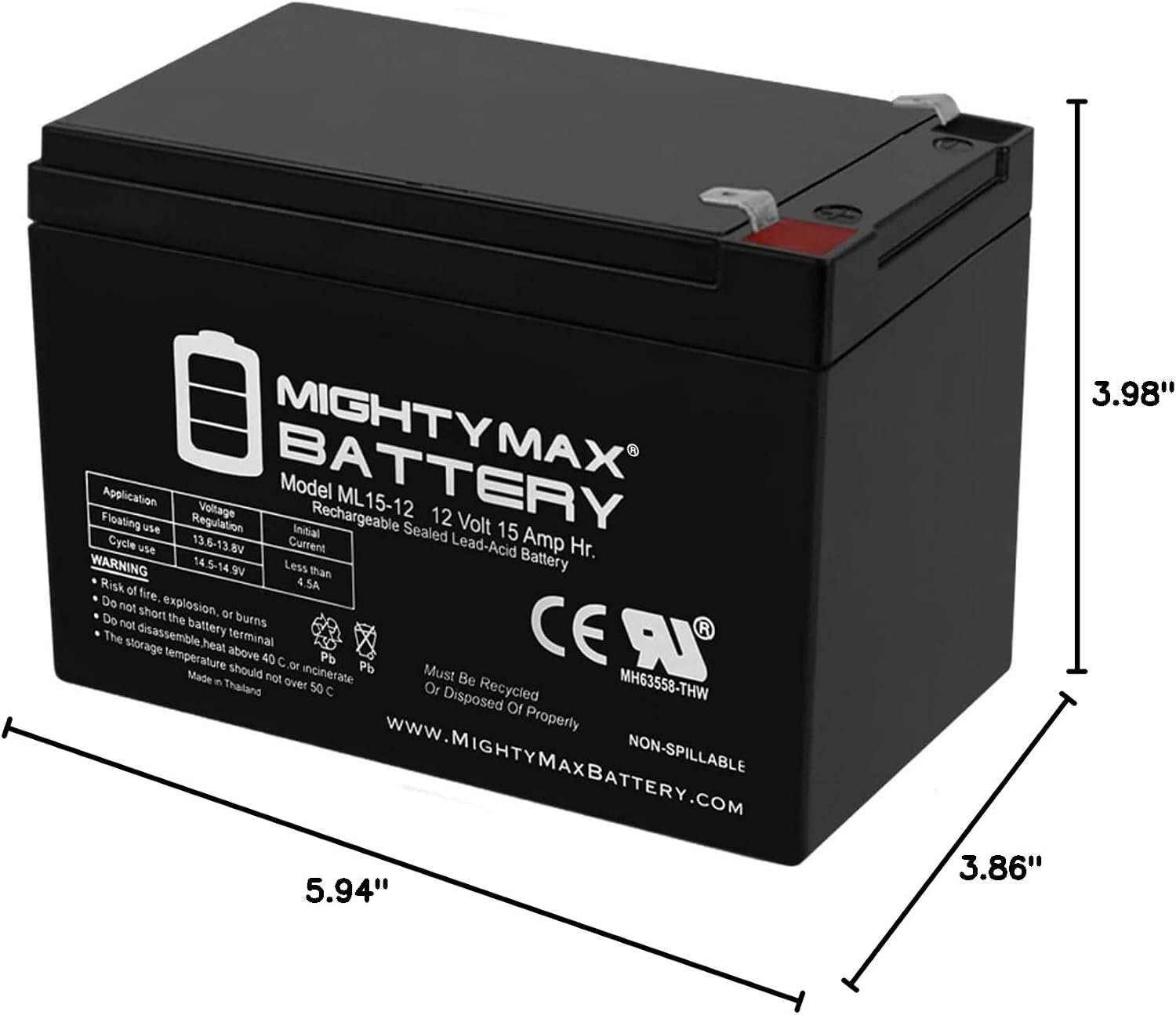 Mighty Max Battery 12V 15AH F2 Replacement Battery for Peg Perego John Deere Gator