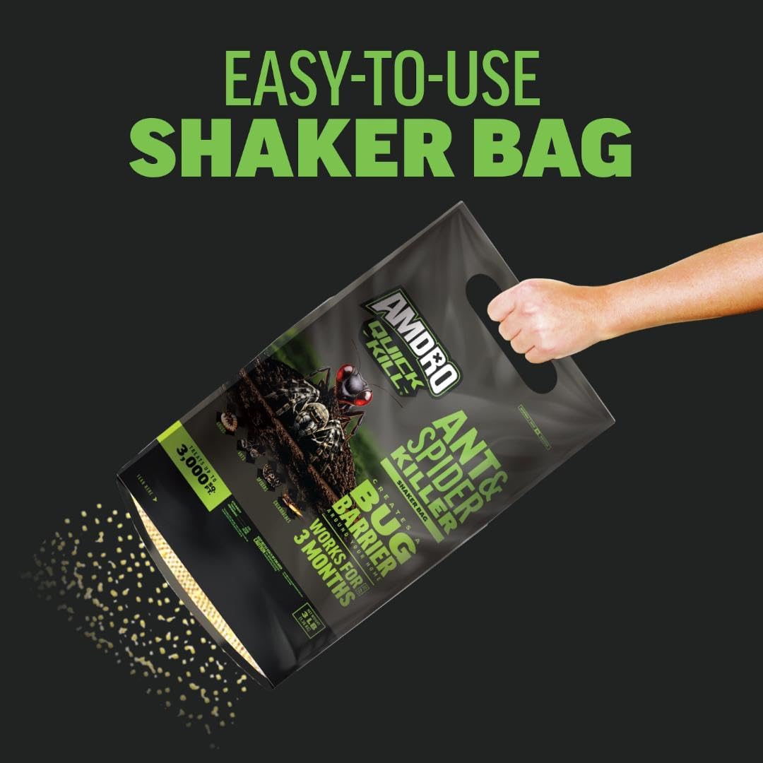 Amdro Kills Ants & Spiders Granules Shaker Bag 3lb | Kills up to 100 insects, covers 3,000 SQ, lasts 3 months, spider and ant killer for lawns