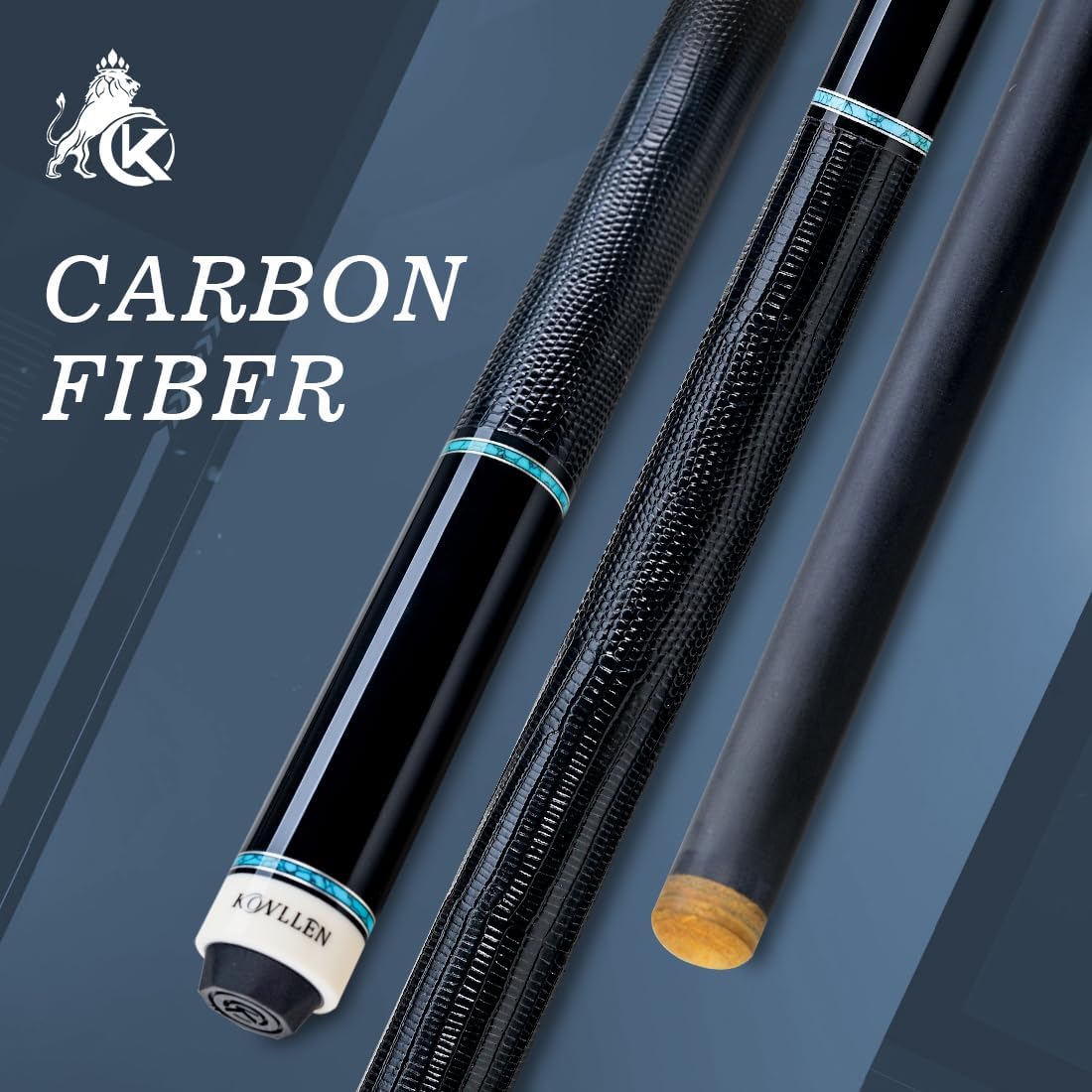 KONLLEN Carbon Fiber Pool Cue Stick 58-inch Professional Pool Sticks for Adults Full Carbon Technology Low Deflection Pool Cue Billiard Cues with 12.5mm Tip (Easy to Control, Pro Taper, Ultra-Smooth)