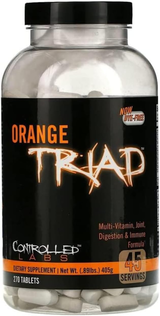CONTROLLED LABS Orange Triad, Multivitamin/Joint/Digestion/Immune, 45 Serv | Daily Supplement, Vitamin A, B6, B12, C, D, Iron Free Sports Vitamin, Supports Joints, Digestion, Immune Function, Magnesium