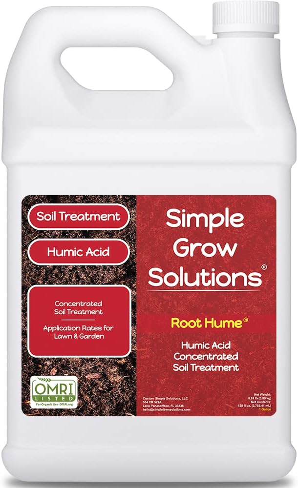 Raw Organic Soil Conditioner- Root Hume- Simple Grow Solutions- Natural Plant & Lawn Treatment- Nutrient Food Enhancer- Concentrated Liquid Humic - Grass, Tomatoes, Citrus, Flowers, Vegetables