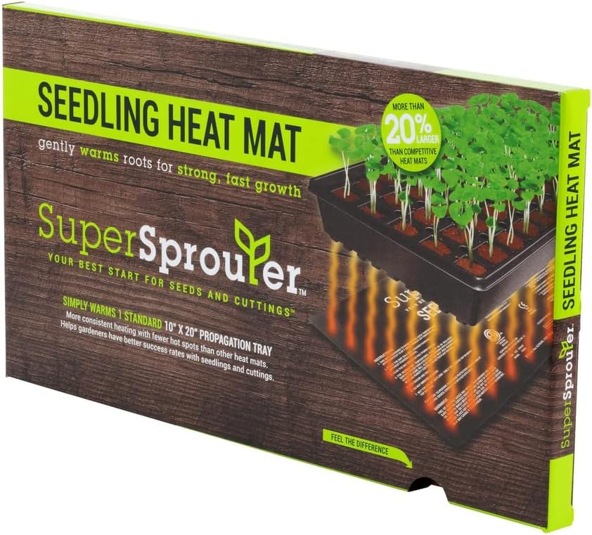 Super Sprouter Premium Heated Propagation Kit for Starting Seeds or Cuttings, Includes Heat Mat, Tray, Grow Light, and More