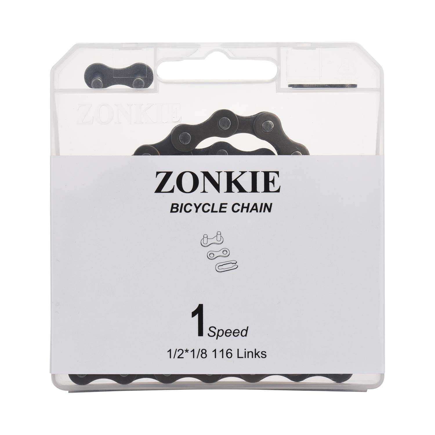Bike Chain Single-Speed, Bicycle Chain 1 Speed, 1/2 × 1/8 inch,116 Links