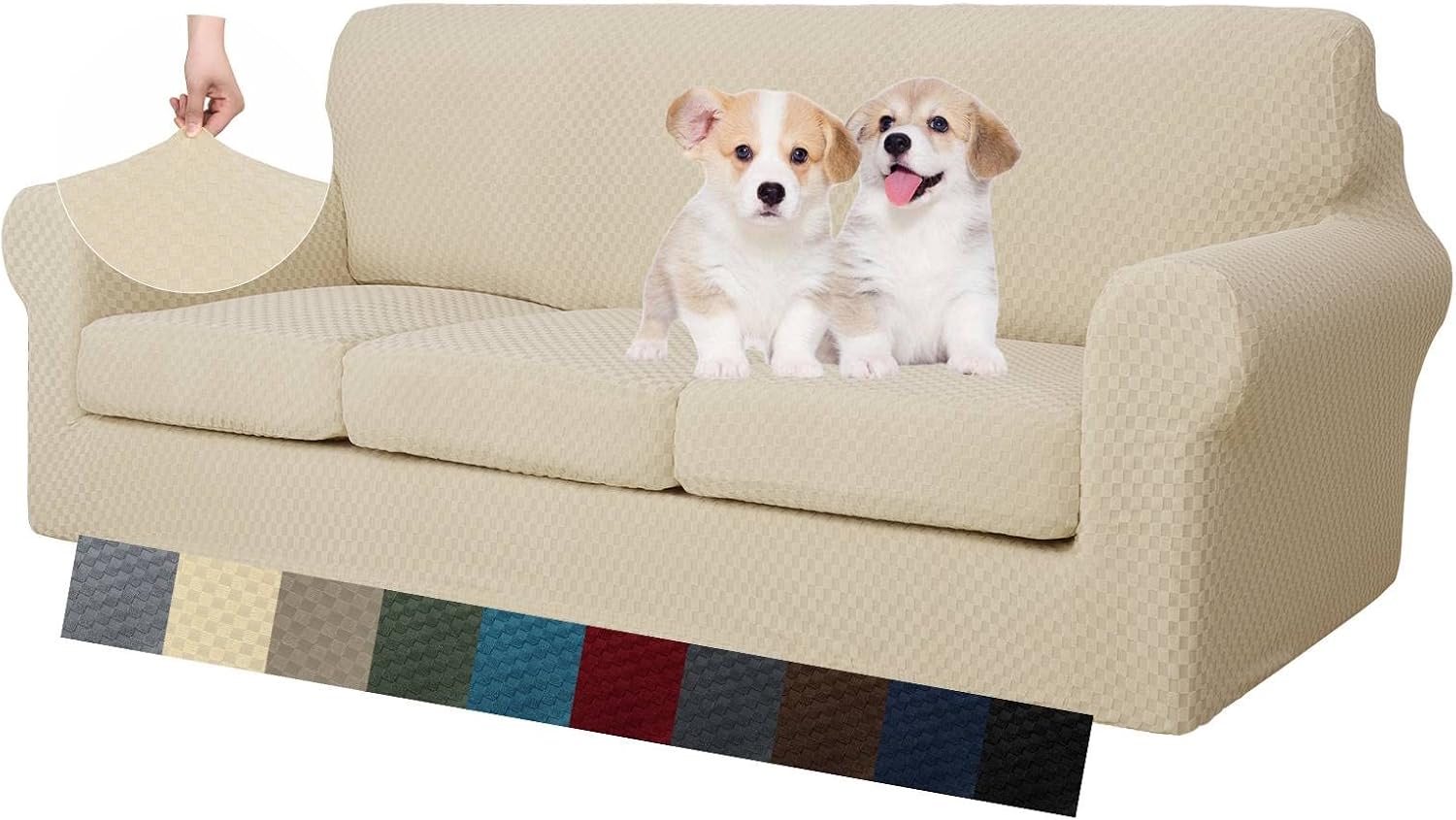 MAXIJIN Latest Recliner Slipcovers for Living Room 4 Pieces Stretch Jacquard Recliner Chair Cover Soft Fitted Recliner Protector with Elastic Bottom