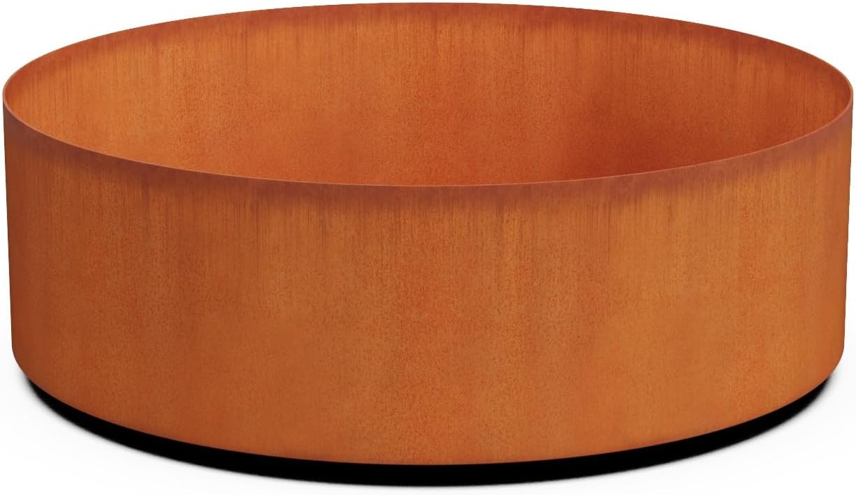 Plantercraft Large Round Planters for Outdoor Plants - 24 Inch Corten Steel Planter for Patio