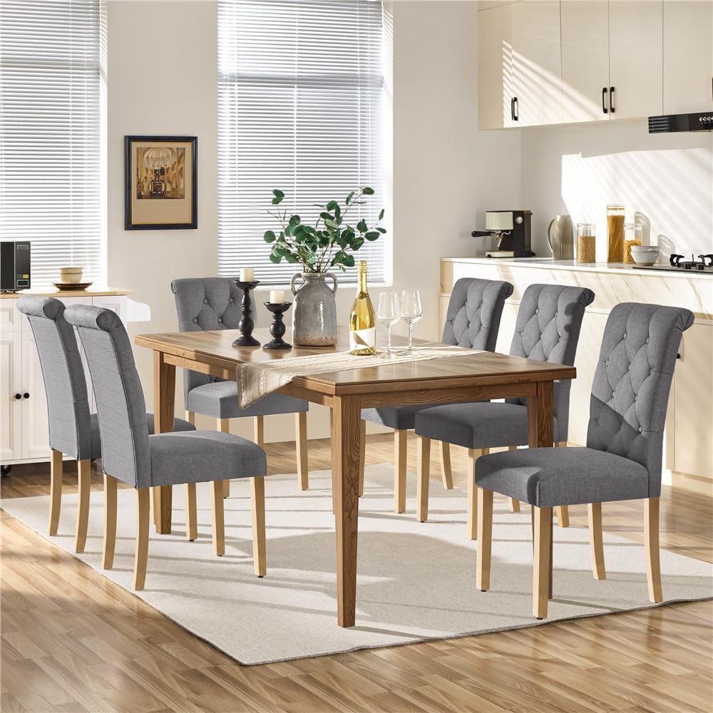 Yaheetech Dining Chairs Set of 2 Modern Upholstered Parson Chairs Dark Gray