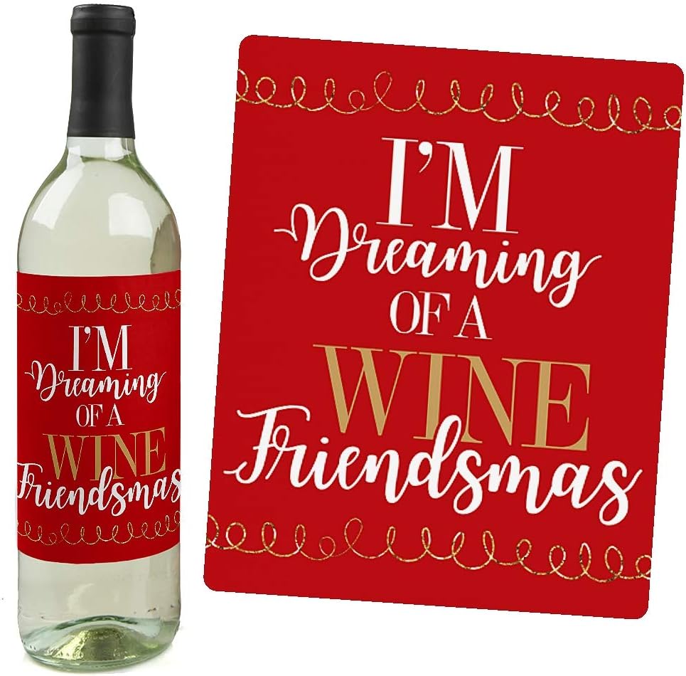 Big Dot of Happiness Ugly Sweater - Holiday and Christmas Wine Bottle Label Stickers - Set of 4