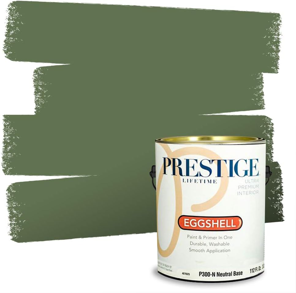 PRESTIGE Paints Exterior Paint and Primer In One, 1-Gallon, Semi-Gloss, Comparable Match of Sherwin Williams* Shamrock*