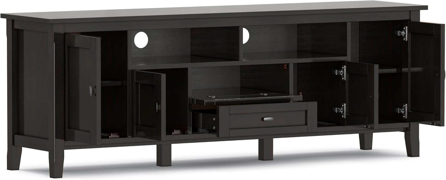 SIMPLIHOME Warm Shaker 47" Wide Solid Wood TV Stand in Light Golden Brown