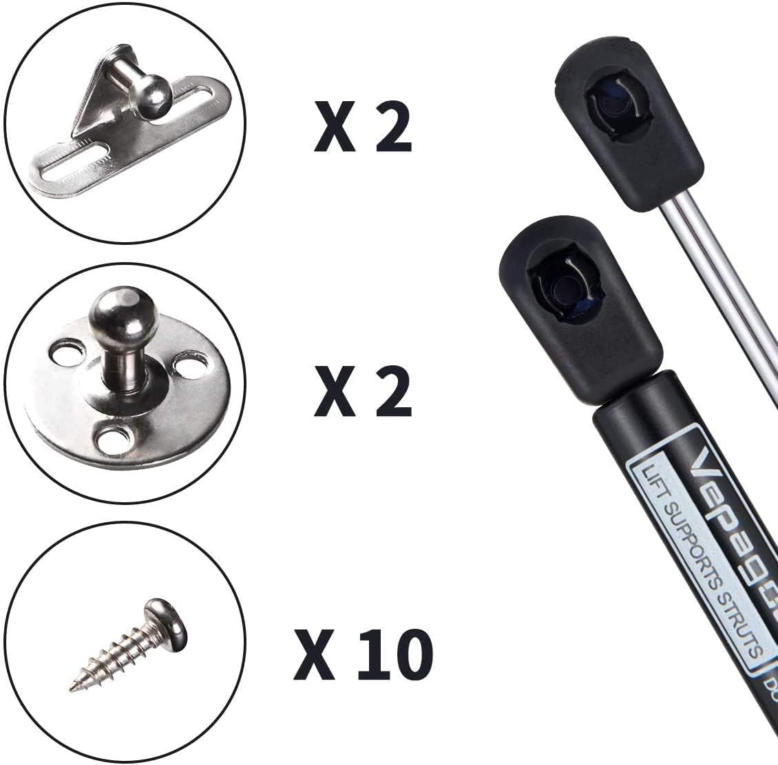 Vepagoo ML99-45 10 inch 45 lb Gas Struts for Truck Tool Box Lid, 2Pcs