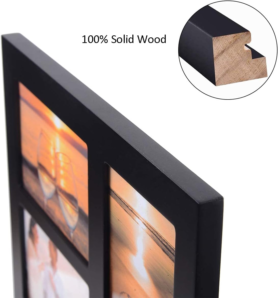 4x6 5-Opening Collage Picture Frame Black Wood