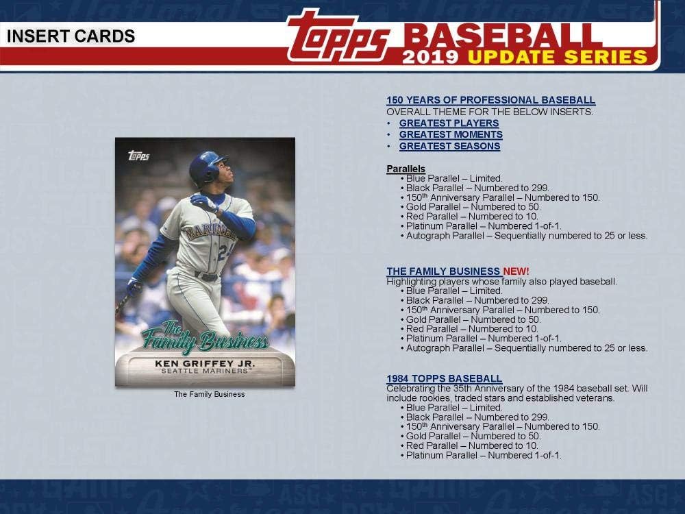 2019 Topps Update Baseball Blaster Box (7 Packs/14 Cards: 1 Hit, 5 Inserts)