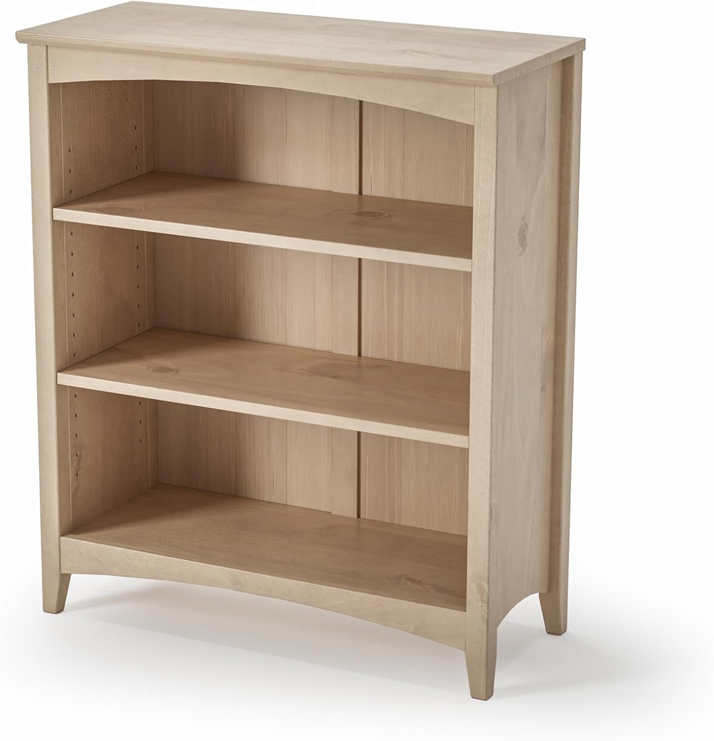 Shaker Style 3 Shelf Bookcase / Solid Wood / 36" High / Adjustable Shelving / Closed Back / Display Bookshelf for Living Room, Bedroom, Home and Office, White