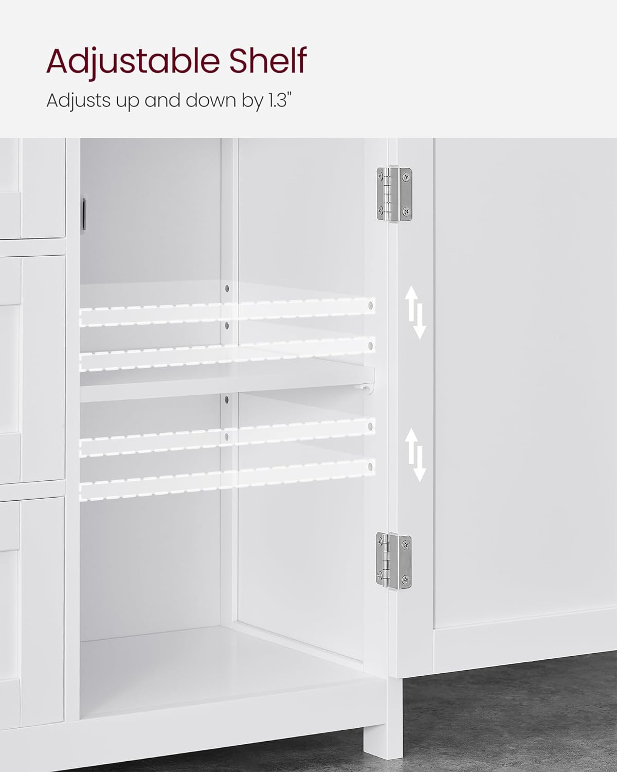 VASAGLE Bathroom Storage Cabinet, with 2 Doors, 31.5" H, Cloud White