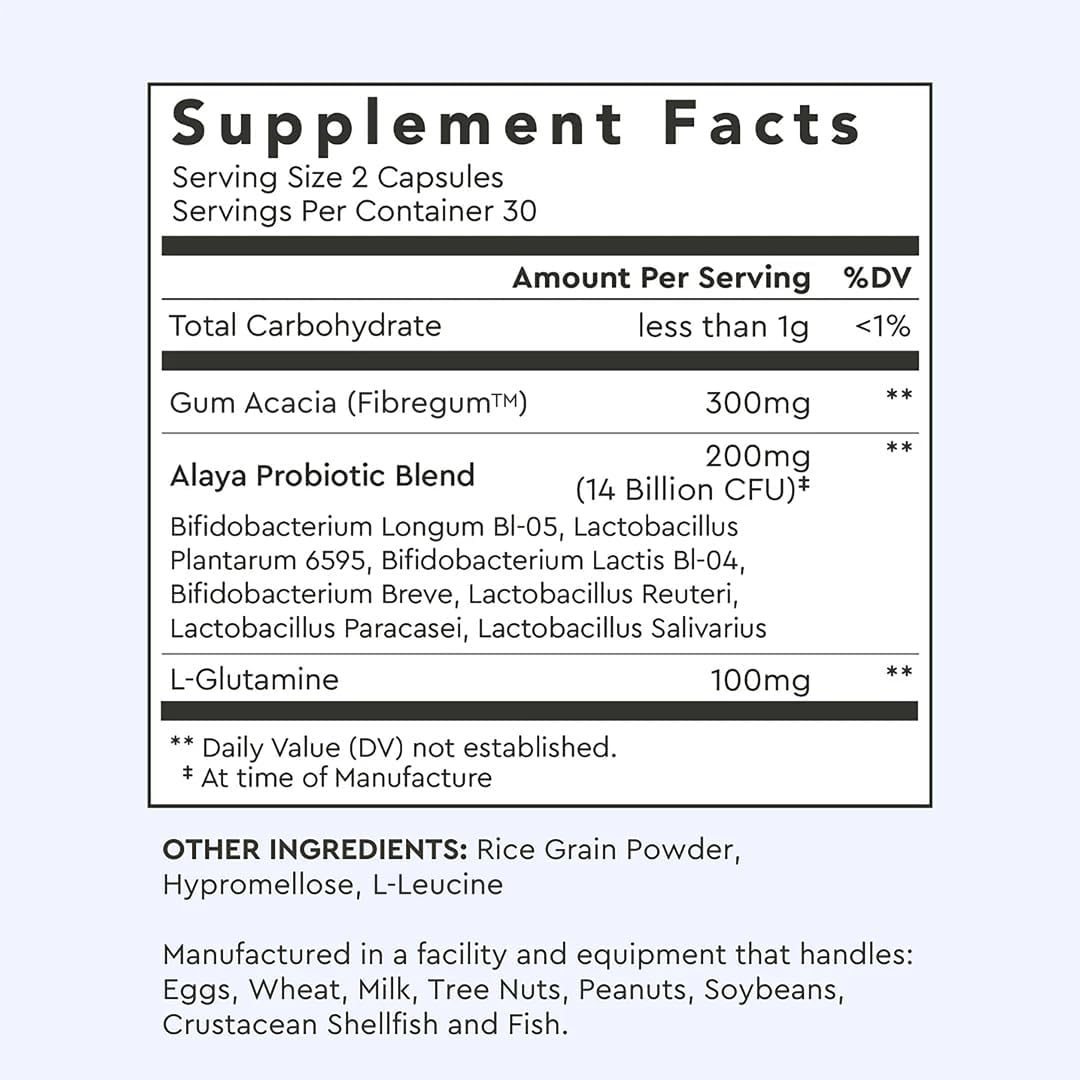 Alaya Naturals Advanced Synbiotic - Probiotic + Prebiotic - 14 Billion CFU Delayed Release Probiotic Supplement with Prebiotics from Sunfiber®
