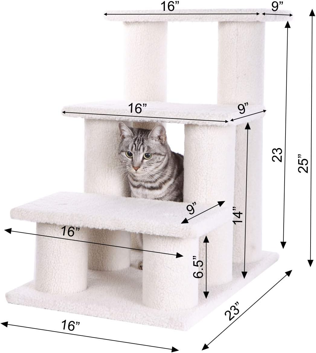 Armarkat Pet Steps, 4-steps, B4001, Ivory, 17"(W)x25"(D)x25"(H), each platform 7" Deep