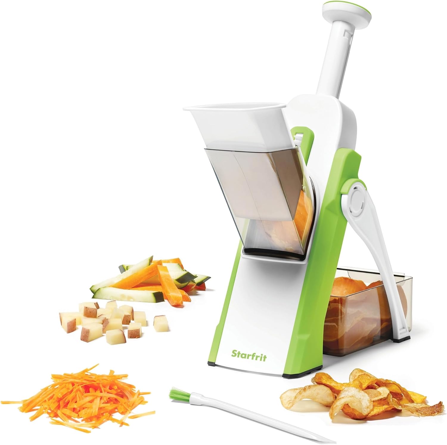 Starfrit Pump'n'Slice Vertical Mandoline, Food Slicer & Chopper, Safe