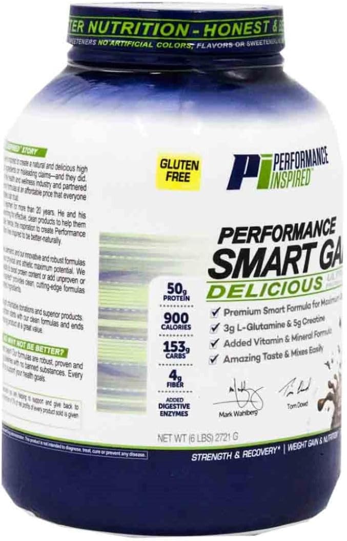 Performance Inspired Nutrition Smart Mass Gainer – 50G Protein, 900 Calories, Creatine, L-Glutamine & Digestive Enzymes – Muscle Recovery & Growth – Chocolate Milkshake – 6 lb | 50G Protein - 900 Calories - Creatine, L-Glutamine & Digestive Enzymes