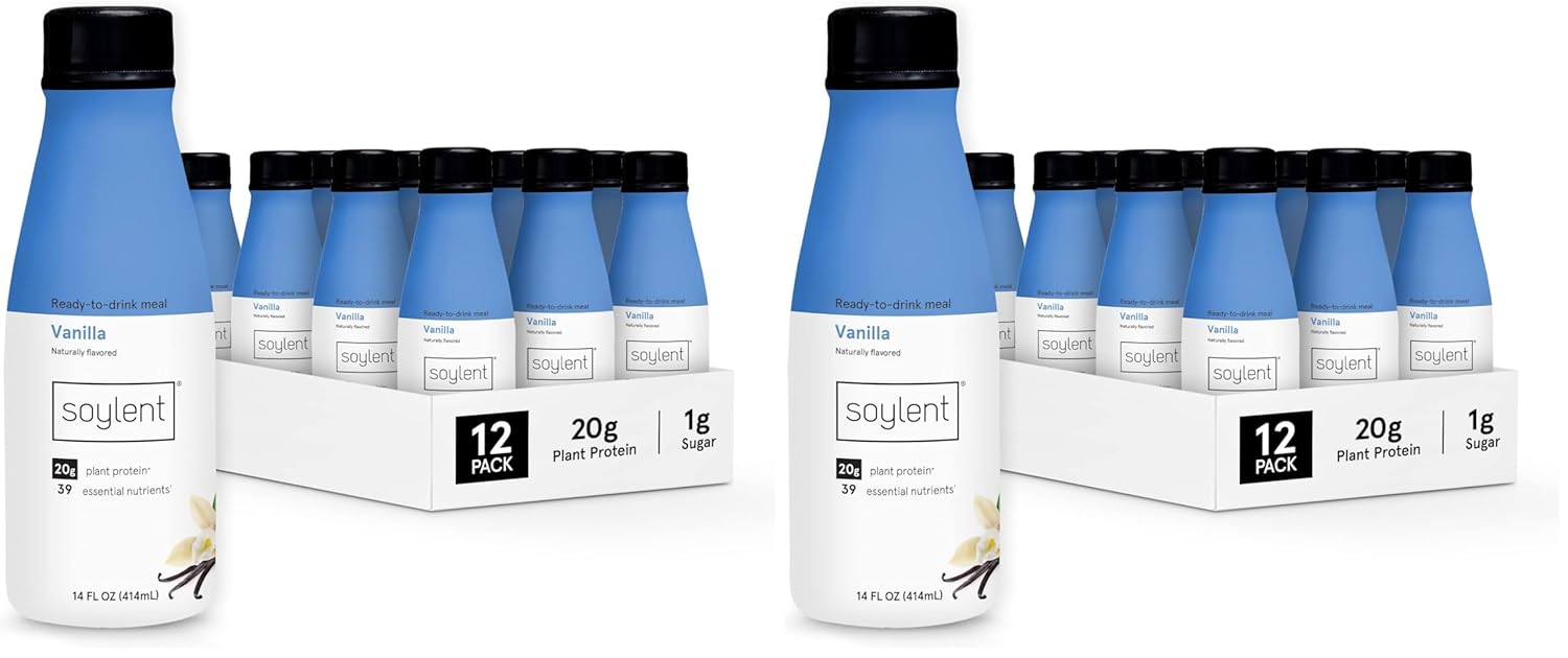 Soylent Creamy Chocolate Meal Replacement Shake, Ready-to-Drink Plant Based Protein Drink, Contains 20g Complete Vegan Protein and 1g Sugar, 14oz