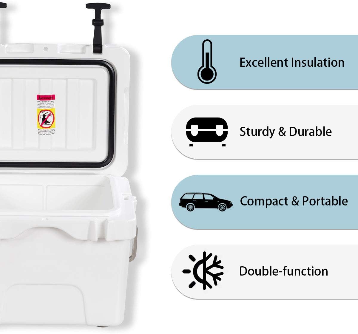 Goplus 16 Quart Cooler, 24-Can Capacity Ice Chest with 2 Cup Holders, 3-5 Days Ice Retention, Portable Insulated Ice Box for Camping